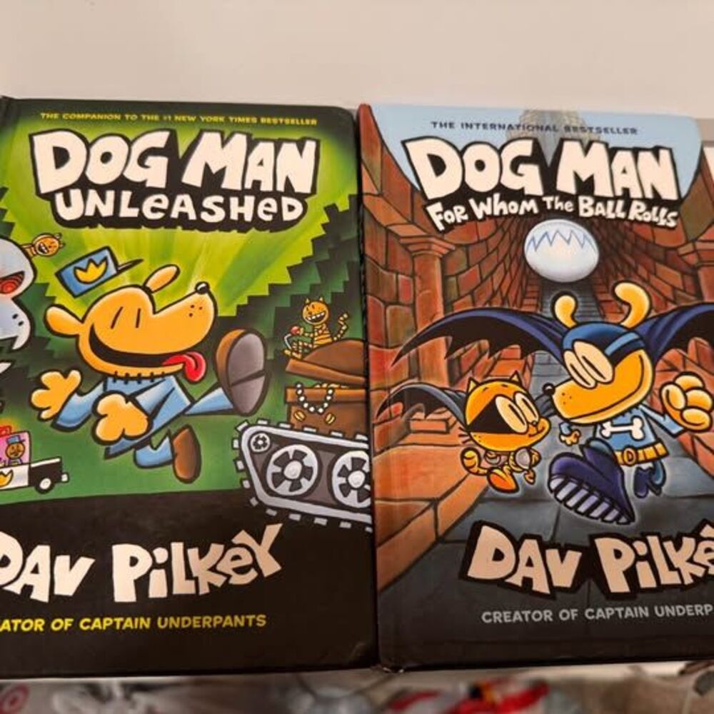 Dog Man Unleashed and For Whom The Ball Rolls Graphic Novels by Dav Pilkey